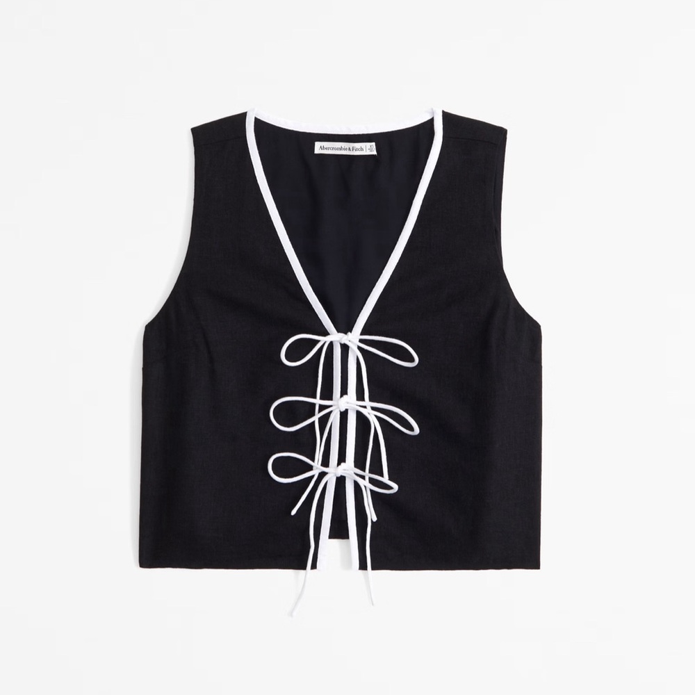 Abercrombie & Fitch Linen Blend Tie Front Vest Top | NWT | Size S